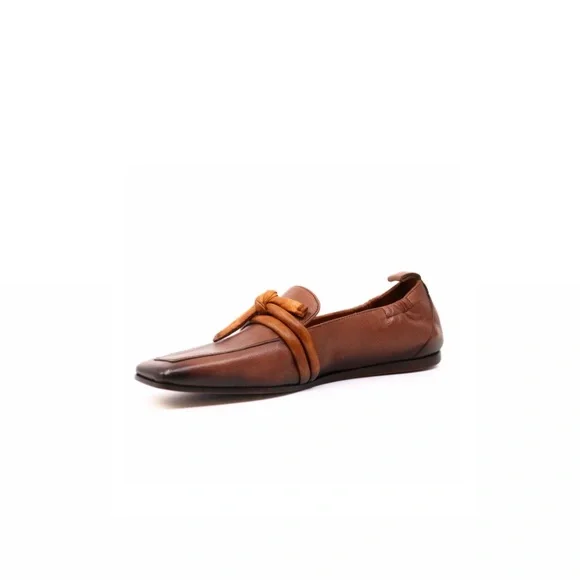 I.N.K. Shoes Leather Loafer with Ties - Cognac